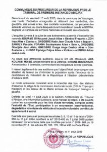 communiqué du Procureur de la République
